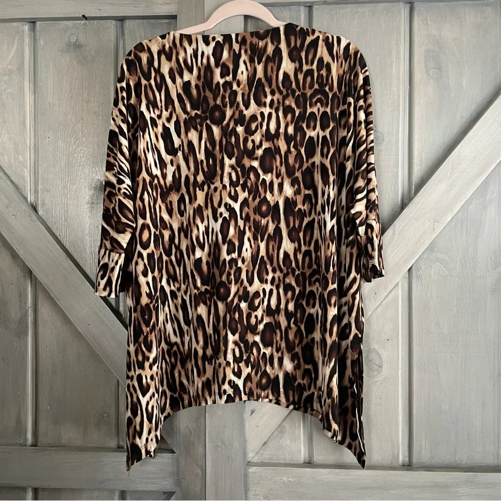 Chicos Animal Print Lace‎ Blouse Tunic Flowy Stretchy size M - Picture 6 of 6